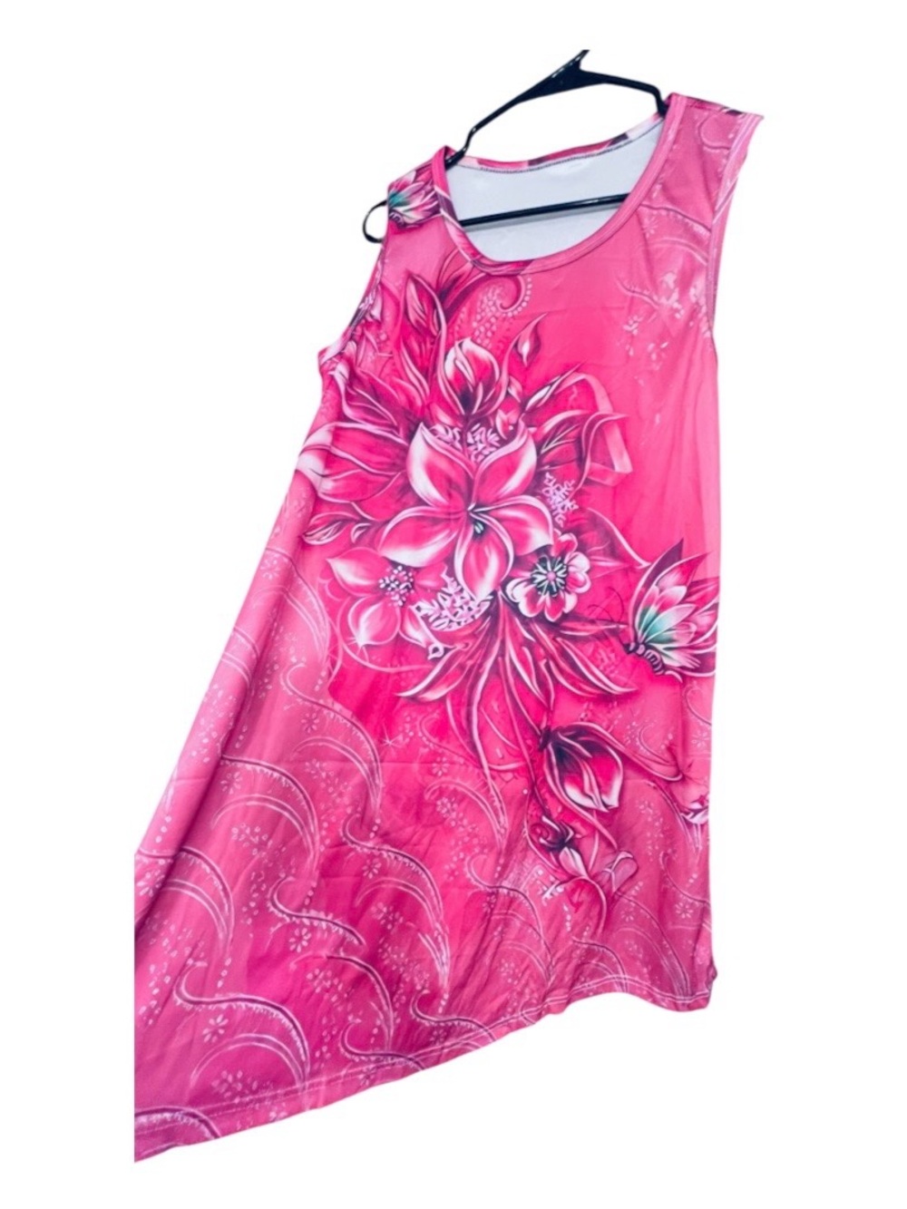 NWOT Pink Tropical Floral Asymmetrical Tunic Dress – Size Large